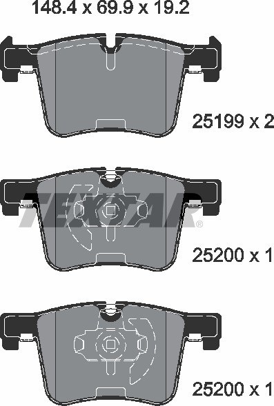 Колодки передние с противошумной пластиной Q+ BMW X3 F25 TEXTAR 2519901