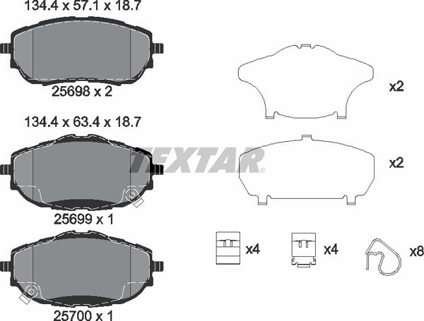 Колодки передние с противошумной пластиной Q+ TOYOTA TEXTAR 2569801