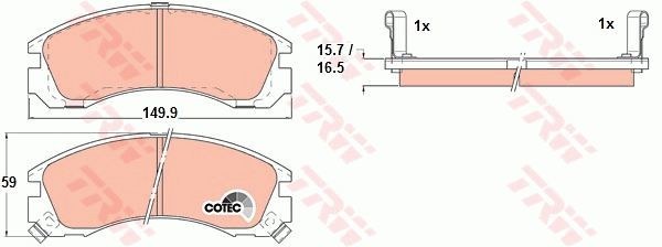 Колодки передние MITSUBISHI Outlander/Galant/Pajero+PSA C-Crosser TRW GDB1126
