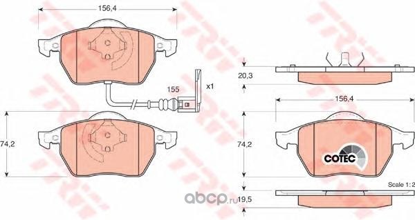 Колодки передние VAG A3/Octavia/Golf IV 1.8T/2.0/2.3L+1.9TDI ->2010 TRW GDB1403