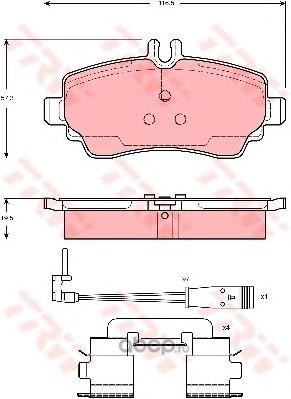 Колодки передние MB Vaneo (W414) 02-05 TRW GDB1480
