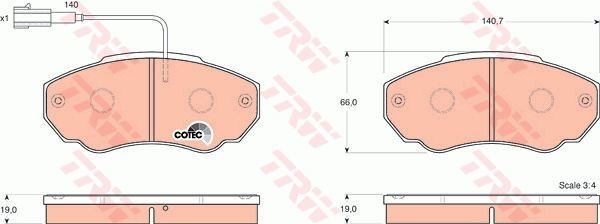 Колодки передние FIAT Ducato Sollers (280mm диск) TRW GDB1517