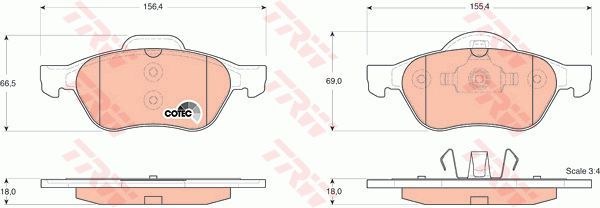 Колодки передние RENAULT MEGANE II/SCENIC II TRW GDB1540