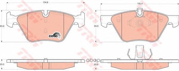 Колодки передние BMW E81 E87 E90 E91 E60 E65 TRW GDB1559