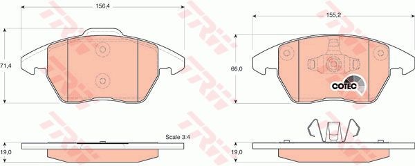 Колодки передние CITROEN C4/PEUGEOT 308 1.6/2.0L+2.0HDI all 04-> TRW GDB1605