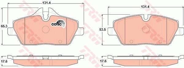 Колодки передние BMW E81/E87/MINI Cooper /131.4x65.3/t=17.6mm TRW GDB1611