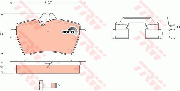 Колодки передние MB W169 (A) W245 TRW GDB1630
