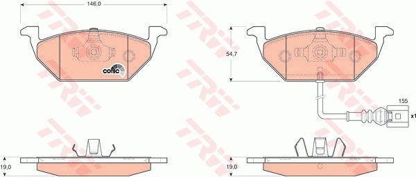 Колодки передние VAG A3/Octavia/Yeti/Golf V/VI/Caddy III all 04-> TRW GDB1658