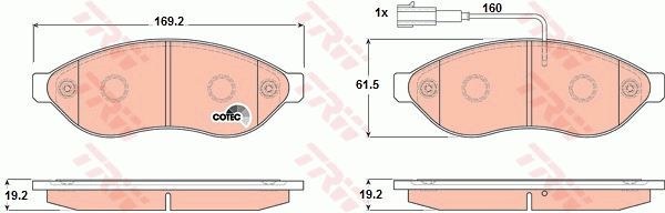 Колодки передние CITROEN/FIAT/PEUGEOT all Bus 2006-> TRW GDB1681