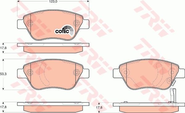Колодки передние OPEL Corsa D TRW GDB1700