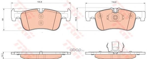 Колодки передние BMW 1-Serie (F21/F20) 2011-> TRW GDB1935