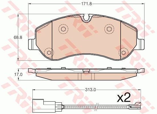 Колодки передние FORD Transit Tourneo Custom 12->/Transit 14-> TRW GDB1967