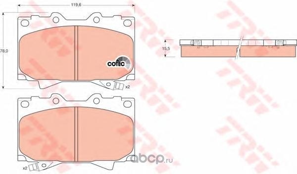 Колодки передние TOYOTA LC100 98->/LEXUS LX470 98-08 TRW GDB3197