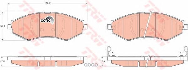 Колодки передние CHEVROLET Lacetti 03- TRW GDB3347