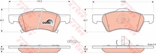 Колодки передние CHRYSLER VOYAGER TRW GDB4129