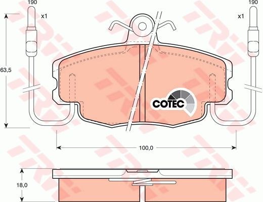 Колодки передние RENAULT Clio/Megane/Logan/Sandero PEUGEOT 205/305 TRW GDB807