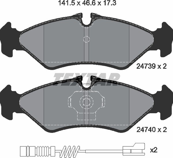 Колодки задние с противошумной пластиной Q+ ATE MERCEDES-BENZ VOLKSWAGEN TEXTAR 2473901