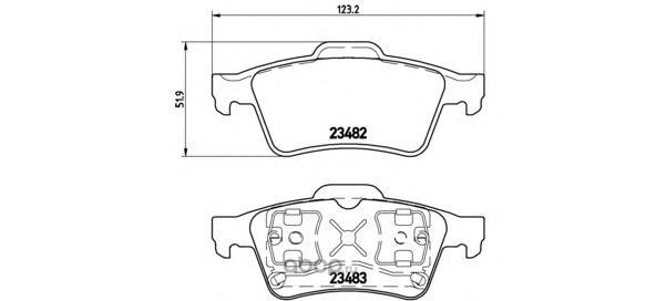 Колодки тормозные задние, без пружинки BREMBO P59044