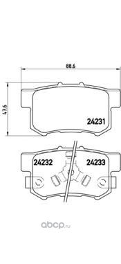 Колодки тормозные задние BREMBO P28051