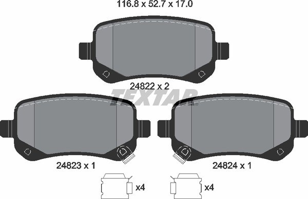 Колодки тормозные задние CHRYSLER DODGE FIAT VOLKSWAGEN TEXTAR 2482201