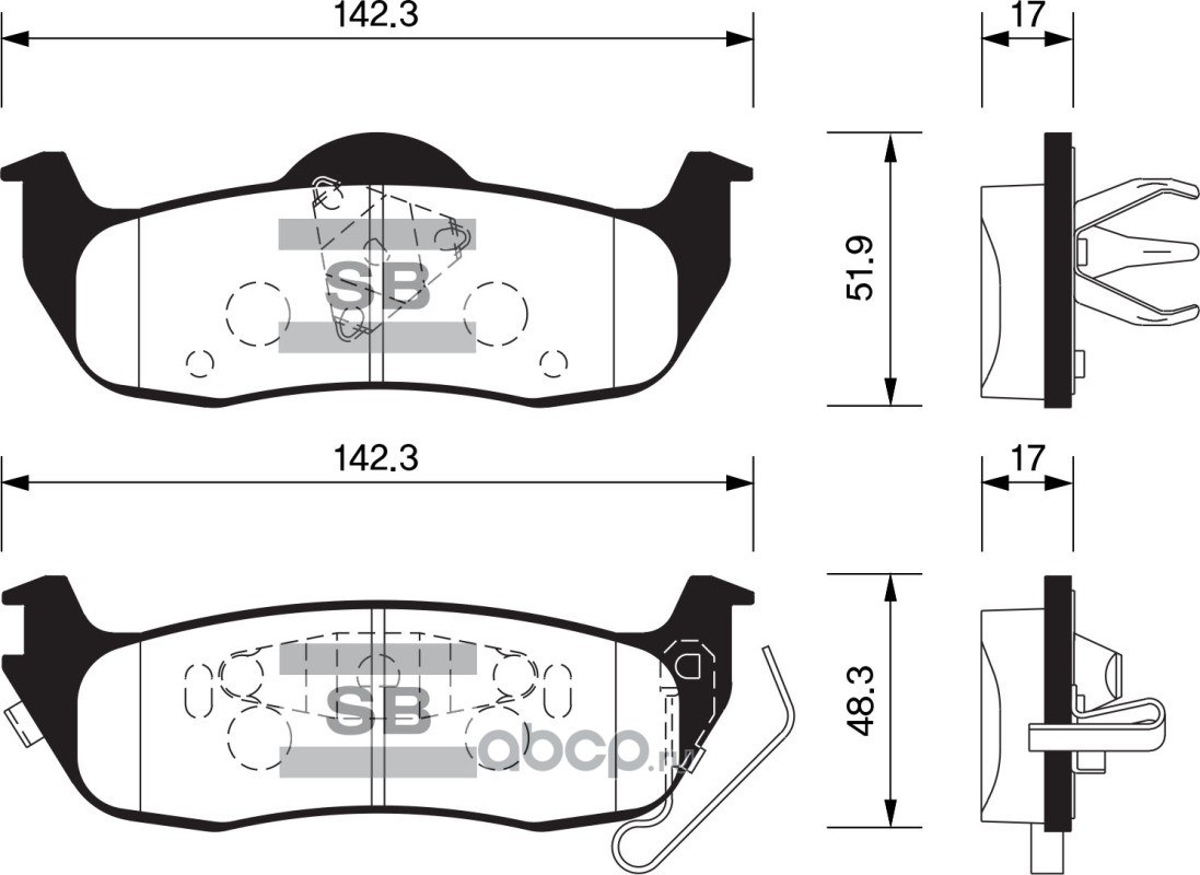 Колодки тормозные задние SANGSIN BRAKE SP1512