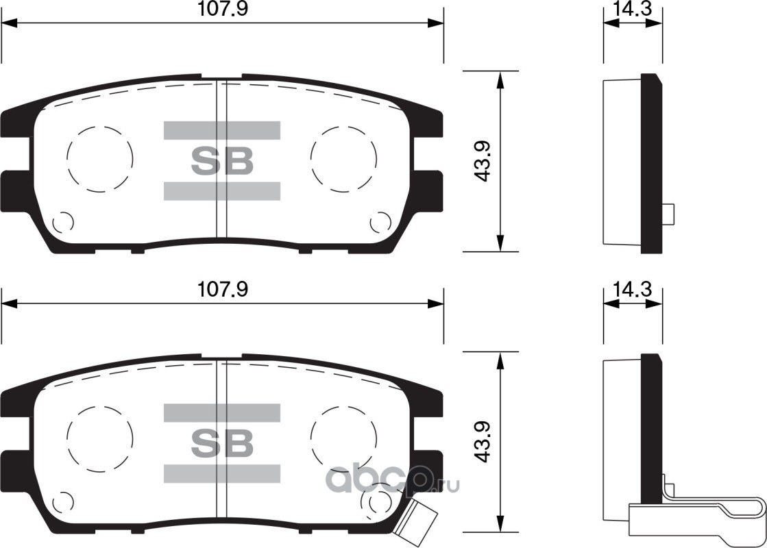 Колодки тормозные задние SANGSIN BRAKE SP1538