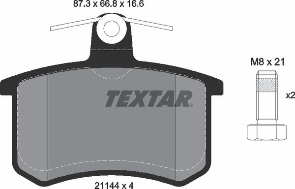 Колодки задние с противошумной пластиной Q+ AD 80/100/A6/A8/V8 A4 ->97 TEXTAR 2114401