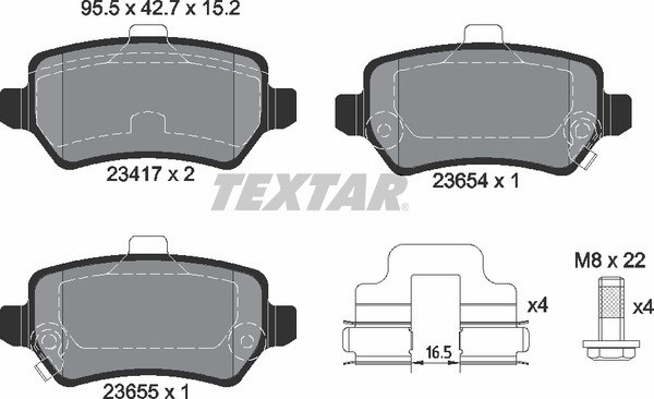 Колодки тормозные задние TEXTAR 2341703