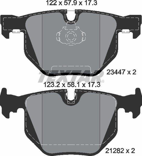 Колодки задние с противошумной пластиной Q+ BMW E65 3.0/3.5L,3.0D all 02-09 TEXTAR 2344702