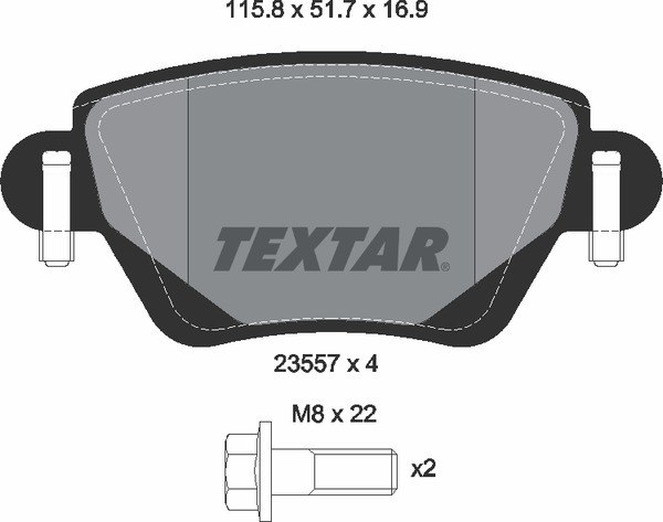 Колодки задние с противошумной пластиной Q+ FORD Mondeo III 1.8/2.0L 00-> 04 TEXTAR 2355702