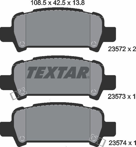 Колодки тормозные задние TEXTAR 2357202