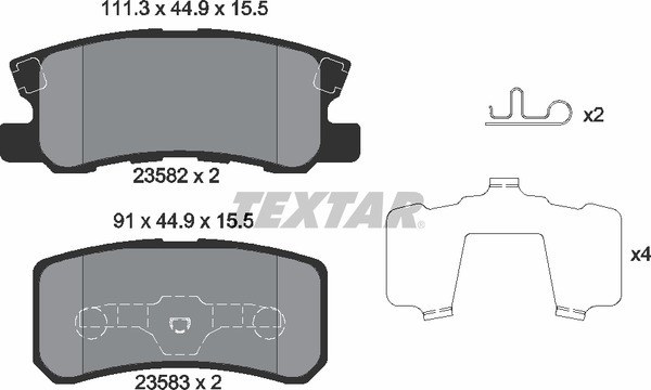 Колодки тормозные задние TEXTAR 2358202