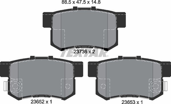 Колодки задние с противошумной пластиной Q+ HONDA ACCORD/CIVIC/CR-V -06 TEXTAR 2365201