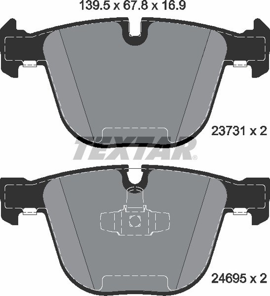 Колодки задние с противошумной пластиной Q+ BMW 5-Serie (F07) 3.0/3.5L+D/7-Serie (F01) 2009-> TEXTAR 2373101