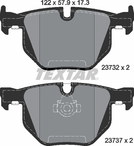 Колодки задние с противошумной пластиной Q+ BMW E90/E61/E60 2.0-3.0 TEXTAR 2373201