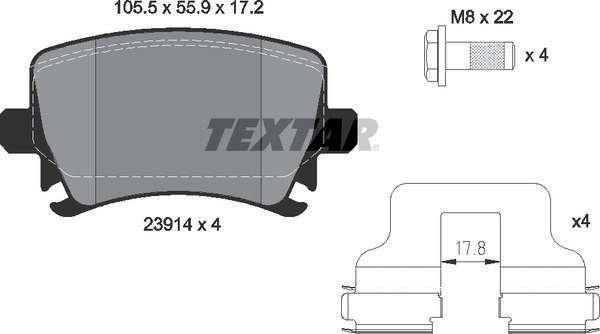Колодки задние с противошумной пластиной Q+ AD A3 A6 VW G4 G5 B5 B6 Tiguan TEXTAR 2391401