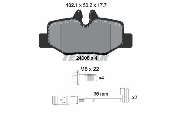 Колодки задние с противошумной пластиной Q+ MB W639 (VITO) TEXTAR 2400801