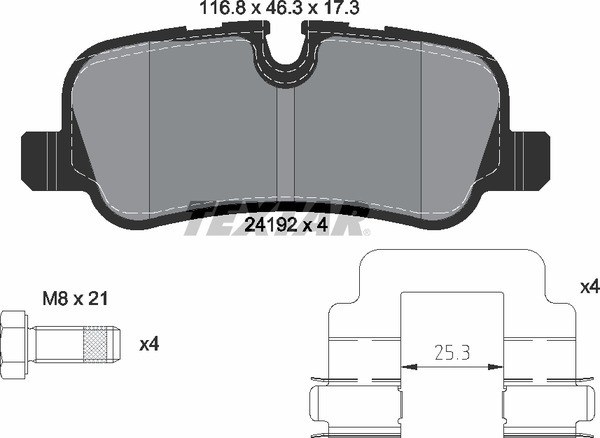 Колодки задние с противошумной пластиной Q+ LAND ROVER D3/RANGE ROVER SPORT TEXTAR 2419201