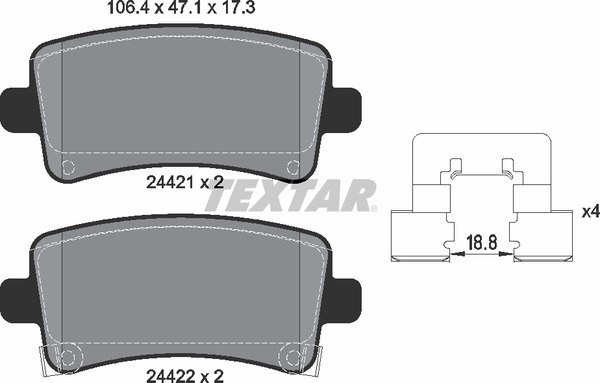 Колодки задние с противошумной пластиной Q+ OPEL Insignia 08- TEXTAR 2442101