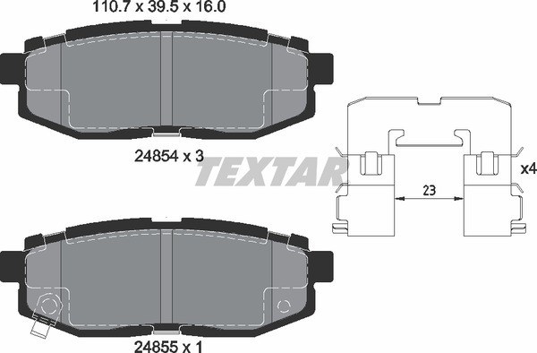 Колодки задние с противошумной пластиной Q+ SUBARU Tribeca B9 3.0 01/05-> TEXTAR 2485401