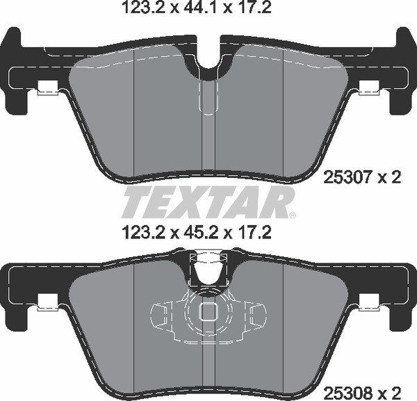 Колодки задние с противошумной пластиной Q+ BMW F20/F30 2010-> TEXTAR 2530701