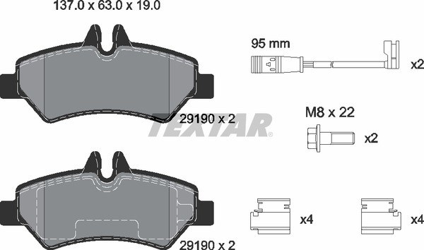 Колодки задние с противошумной пластиной Q+ MB Sprinter VW Crafter TEXTAR 2919001