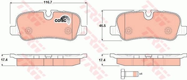 Колодки задние LAND ROVER D3/RANGE ROVER SPORT TRW GDB1632