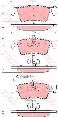 Колодки задние VW MULTIVAN T5 2003 -> TOUAREG 2003 - 2010 TRW GDB1671
