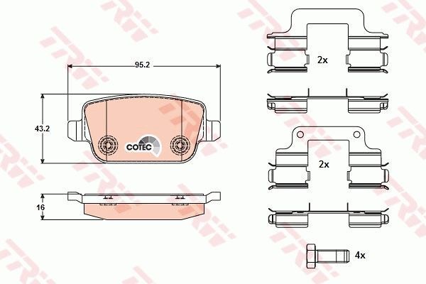Колодки задние FORD /VOLVO /LAND ROVER TRW GDB1708