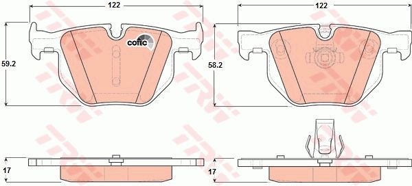 Колодки задние BMW E90/E61/E60 2.0-3.0 TRW GDB1727