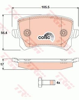 Колодки задние AD A3 A6 VW G4 G5 B5 B6 Tiguan TRW GDB1763