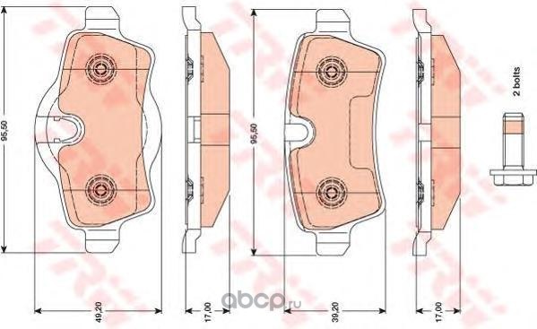 Колодки задние MINI COOPER 01- TRW GDB1766