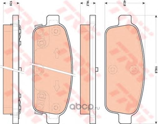 Колодки задние CHEVROLET Cruze 09- (R15) TRW GDB1844