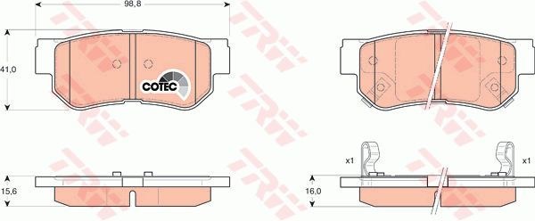 Колодки задние HYUNDAI GETZ/MATRIX/SANTA FE/SONATA/TUCSON TRW GDB3284